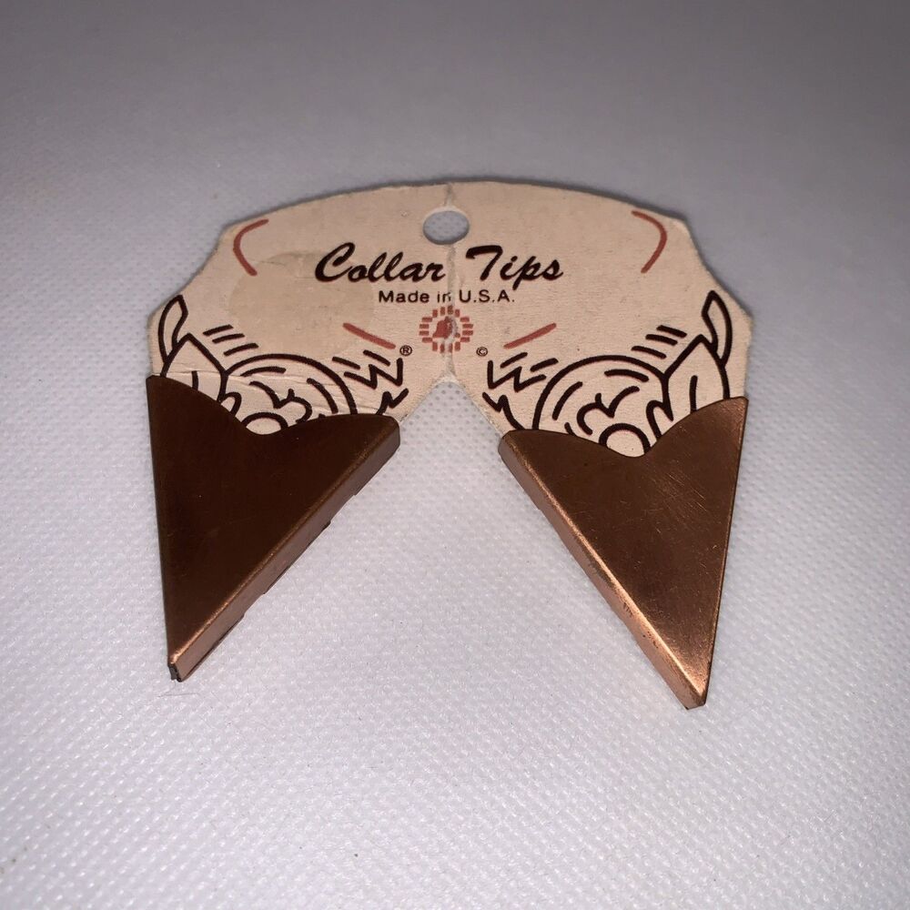 Vintage Gold Tone Collar Tips  Engraved Western Southwestern NOS